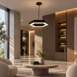 Світлодіодний підвісний світильник Luxel шестигранне кільце 800 мм 48W 4000K IP20 чорний (CSCL09-48B)
