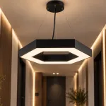 Світлодіодний підвісний світильник Luxel шестигранне кільце 800 мм 48W 4000K IP20 чорний (CSCL09-48B)