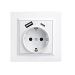 Розетка із заземленням +USB +Type C Luxel JAZZ (9031) білий