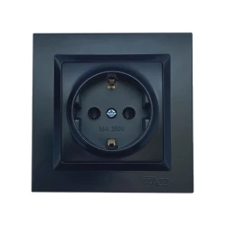 Розетка с заземлением Luxel JAZZ (9104) Черная