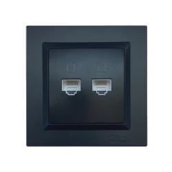 Компьютерная розетка двойная Luxel JAZZ (9128) Черная