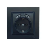 Розетка із заземленням та двома usb портами 2,1A Luxel JAZZ (9130) Чорна