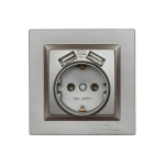 Розетка із заземленням та двома usb портами 2,1A Luxel JAZZ (9730) Графітова