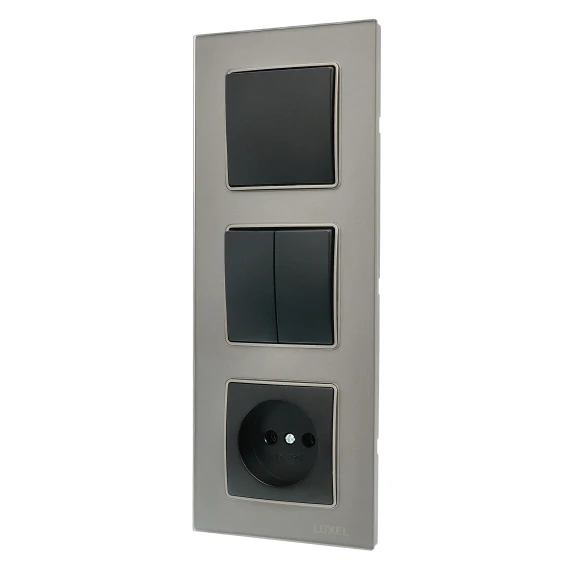 Рамка тройная стеклянная вертикальная JAZZ graphite pearl (0728) Графитовая