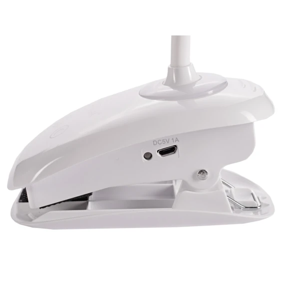 Світлодіодний настільний світильник Luxel Прищіпка 6W IP20 (білий) + USB, нічник (TLC-04W)