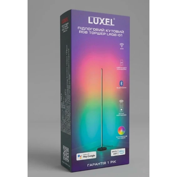 Світлодіодний підлоговий кутовий RGB торшер Luxel 175-260V 24W IP20 (LRGB-01)