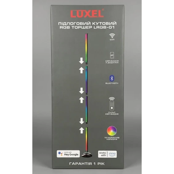 Світлодіодний підлоговий кутовий RGB торшер Luxel 175-260V 24W IP20 (LRGB-01)