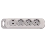 Колодка Luxel Nota 3 розетки  с заземлением и выключателем +2 USB (4331)