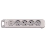 Колодка Luxel Nota 4 розетки  с заземлением и выключателем +2 USB (4351)