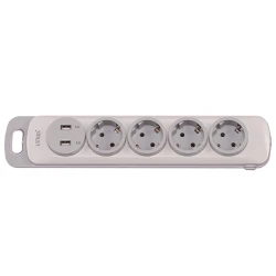 Колодка Luxel Nota 4 розетки  с заземлением и выключателем +2 USB (4351)