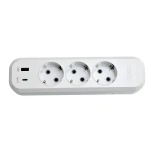 Колодка Luxel 3 розетки с заземлением + USB+Type C (7161)