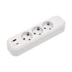 Колодка Luxel 3 розетки с заземлением + USB+Type C (7161)