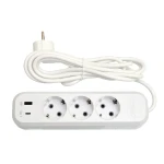 Сетевой удлинитель Luxel 3 розетки 3М с заземлением + USB+Type C (7163)