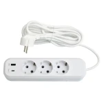 Сетевой удлинитель Luxel 3 розетки 5М с заземлением + USB+Type C (7165)