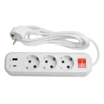 Сетевой удлинитель Luxel 3 розетки 3М с заземлением и выключателем + USB+Type C (7193)