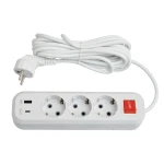 Сетевой удлинитель Luxel 3 розетки 5М с заземлением и выключателем + USB+Type C (7195)