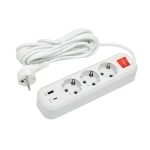 Сетевой удлинитель Luxel 3 розетки 5М с заземлением и выключателем + USB+Type C (7195)