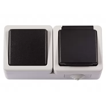 Блок выключатель + розетка с/з и крышкой Luxel DEBUT (6532)