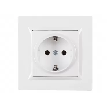 Розетка с заземлением Luxel JAZZ (9004) белая