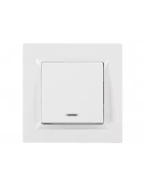  Вимикач з підсвічуванням Luxel JAZZ (9005) білий 