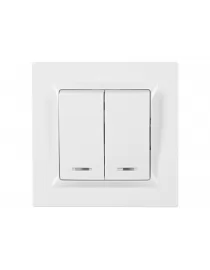 Выключатель двойной с подсветкой Luxel JAZZ (9006) белый