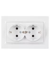 Розетка двойная с заземлением Luxel JAZZ (9008) белая