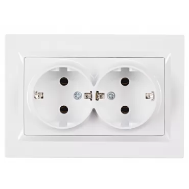 Розетка двойная с заземлением Luxel JAZZ (9008) белая