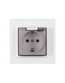 Розетка із заземленням та кришкою Luxel JAZZ (9011) біла