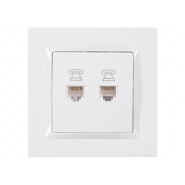 Розетка телефонная двойная Luxel JAZZ (9014) белая