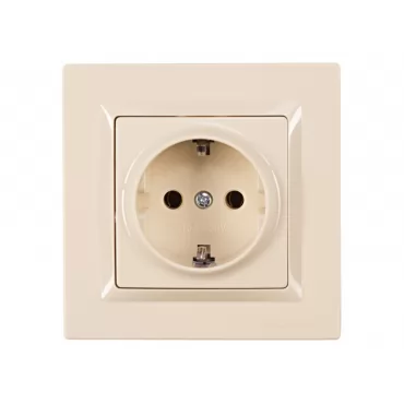 Розетка с заземлением Luxel JAZZ (9304) кремовая