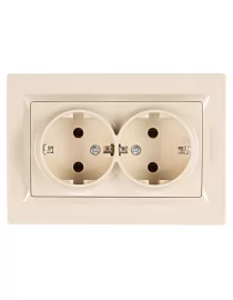 Розетка двойная с заземлением Luxel JAZZ (9308) кремовая
