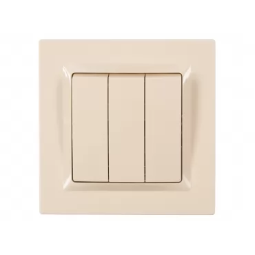Выключатель тройной Luxel JAZZ (9313) кремовый