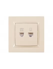 Комп'ютерна розетка+телефонна Luxel JAZZ (9329) кремова