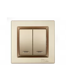 Выключатель двойной с подсветкой Luxel JAZZ (9606) Бронзовый
