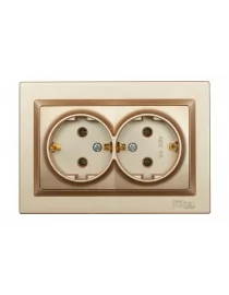 Розетка двойная с заземлением Luxel JAZZ (9608) Бронзовая