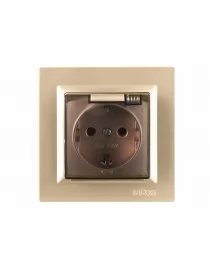 Розетка із заземленням та кришкою Luxel JAZZ (9611) Бронзова