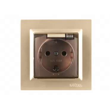 Розетка с заземлением и крышкой Luxel JAZZ (9611) Бронзовая