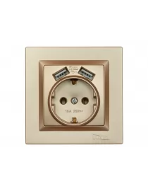 Розетка із заземленням та двома usb портами 2.1A Luxel JAZZ (9630) Бронзова