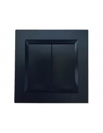 Вимикач подвійний Luxel JAZZ (9103) Чорний