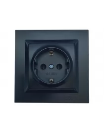 Розетка с заземлением Luxel JAZZ (9104) Черная