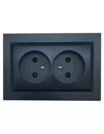 Розетка двойная Luxel JAZZ (9107) Черная