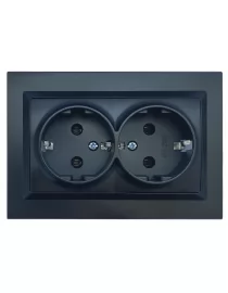 Розетка двойная с заземлением Luxel JAZZ (9108) Черная