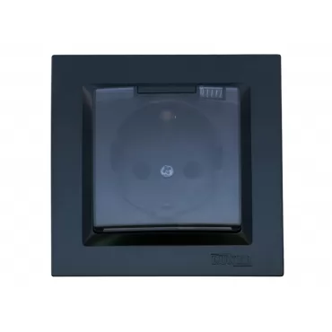 Розетка с заземлением и крышкой Luxel JAZZ (9111) Черная