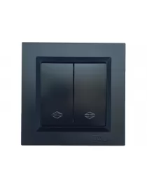 Выключатель проходной  двойной Luxel JAZZ (9119) Черный