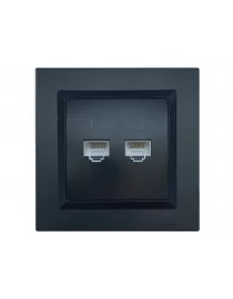  Комп'ютерна розетка подвійна Luxel JAZZ (9128) Чорна