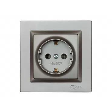 Розетка с заземлением Luxel JAZZ (9704) Графитовая
