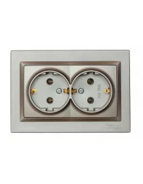 Розетка двойная с заземлением Luxel JAZZ (9708) Графитовая