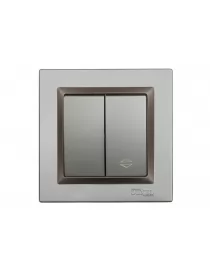 Выключатель проходной  двойной Luxel JAZZ (9719) Графитовый