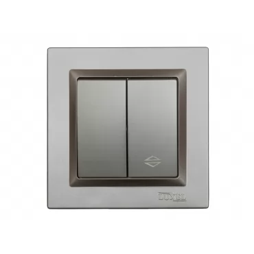 Выключатель проходной  двойной Luxel JAZZ (9719) Графитовый