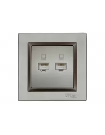  Комп'ютерна розетка подвійна Luxel JAZZ (9728) Графітова